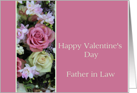 Father in Law Happy Valentine’s Day pink and white roses card