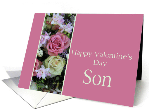 Son Happy Valentine's Day pink and white roses card (893683)