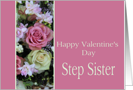 Step Sister Happy Valentine’s Day pink and white roses card