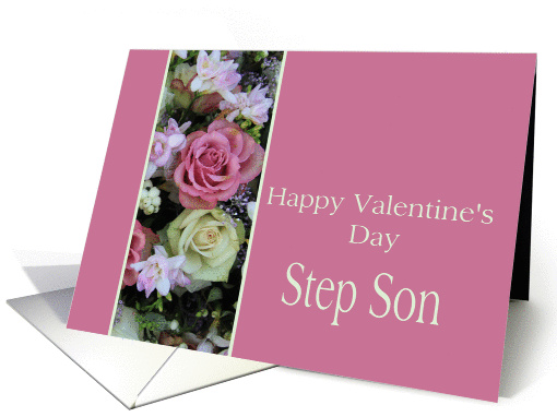 Step Son Happy Valentine's Day pink and white roses card (893692)