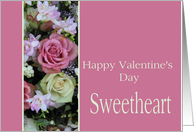 Sweetheart Happy Valentine’s Day pink and white roses card