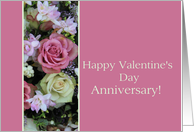Happy Valentine’s Day Anniversary pink and white roses card