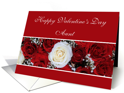 Aunt Happy Valentine's Day red and white roses card (893722)