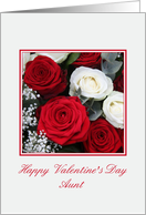 Aunt Happy Valentine’s Day red and white roses card