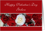 Godson Happy Valentine’s Day red and white roses card