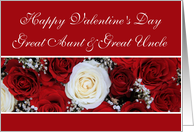 Great Aunt & Great Uncle Happy Valentine’s Day red and white roses card