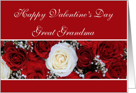 Great Grandma Happy Valentine’s Day red and white roses card