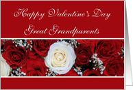 Great Grandparents Happy Valentine’s Day red and white roses card
