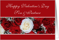 Son & Partner Happy Valentine’s Day red and white roses card