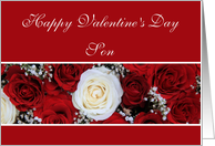 Son Happy Valentine’s Day red and white roses card