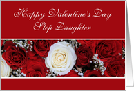 Step Daughter Happy Valentine’s Day red and white roses card