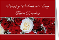 Twin Brother Happy Valentine’s Day red and white roses card