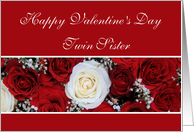 Twin Sister Happy Valentine’s Day red and white roses card