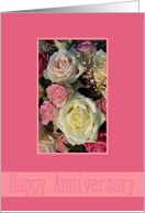 White & Pink Roses Anniversary card