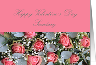 Secretary Happy Valentine’s Day Eucalyptus/pink roses card