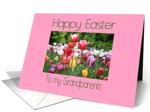 Grandparents Happy Easter Multicolored Tulips card (902019)