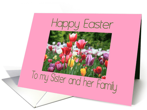 Sister & Family Happy Easter Multicolored Tulips card (902133)