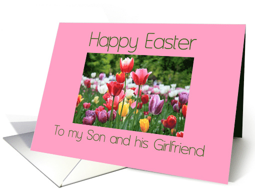 Son & Girlfriend Happy Easter Multicolored Tulips card (902149)