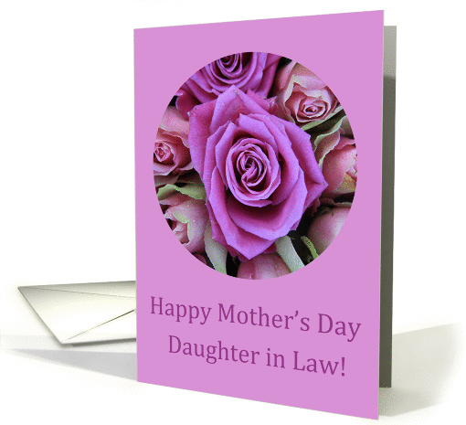 Mother's Day card pink & purple Roses for Daughter in Law card