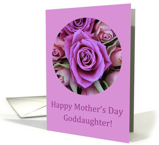 Mother's Day card pink & purple Roses for Goddaughter card (907993)