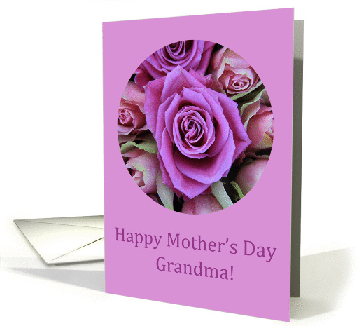 Mother's Day card pink & purple Roses for Grandma card (908016)