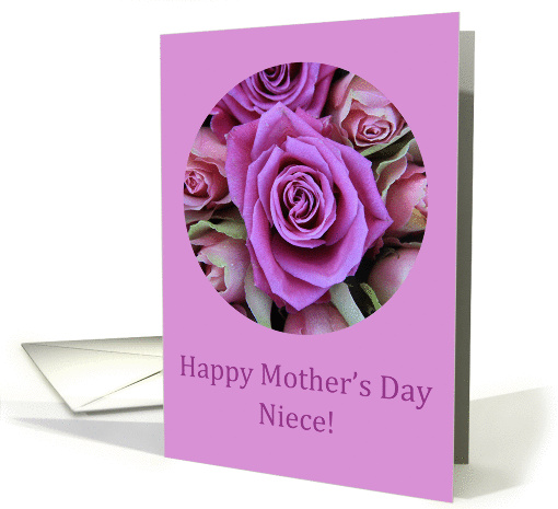 Mother's Day card pink & purple Roses for Niece card (909468)