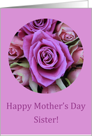 Mother’s Day card pink & purple Roses for Sister card