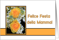 Mother’s Day card in Italian, Yellow roses card