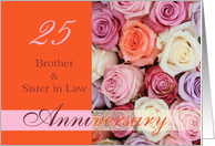 25th Anniversary for Brother & Sister in Law, pastel roses card