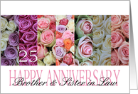 25th Anniversary for Brother & Sister in Law, pastel roses card