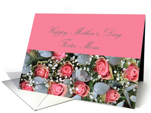 Mother's Day Card Eucalyptus and pink roses for Foster Mom card