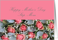 Mother’s Day Card Eucalyptus and pink roses for Step Mom card