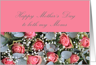 Mother’s Day Card Eucalyptus and pink roses for both Moms card