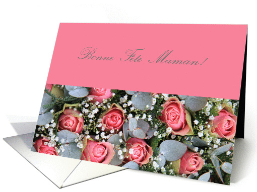 Mother's Day Card Eucalyptus and pink roses in French card (914732)