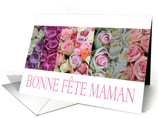 Happy Mother's Day in French, mixed pastel roses Bonne... (919267)