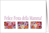 Happy Mother’s Day in Italian, mixed pastel roses festa della mamma card
