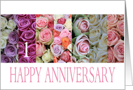 1st Wedding Anniversary Card pastel roses card