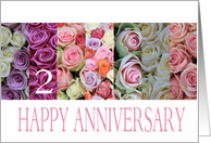 2nd Wedding Anniversary Card pastel roses card