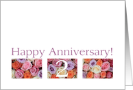 2nd Wedding Anniversary Card pastel roses card