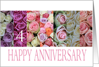 4th Wedding Anniversary Card pastel roses card