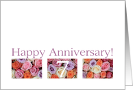 7th Wedding Anniversary Card pastel roses card