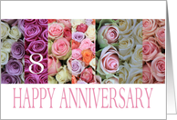 8th Wedding Anniversary Card pastel roses card