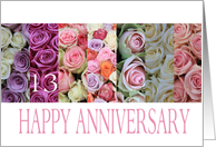 13th Wedding Anniversary Card pastel roses card