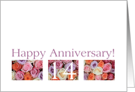 14th Wedding Anniversary Card pastel roses card