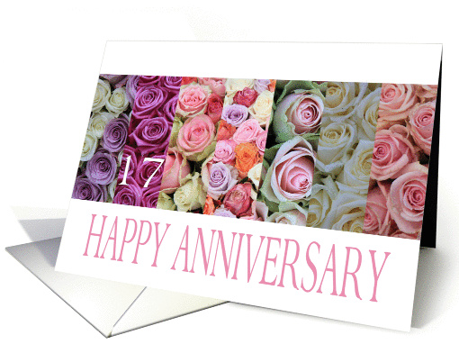 17th Wedding Anniversary Card pastel roses card (921131)