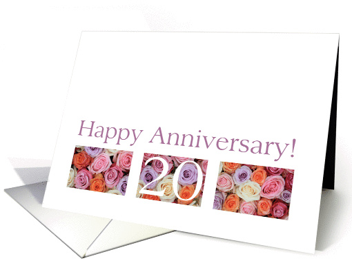 20th Wedding Anniversary Card pastel roses card (921141)