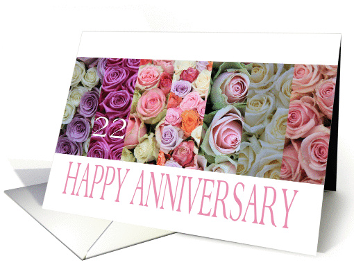 22nd Wedding Anniversary Card pastel roses card (921148)