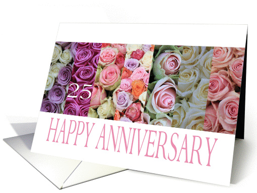 25th Wedding Anniversary Card pastel roses card (921157)