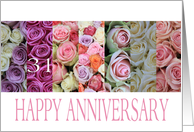 31st Wedding Anniversary Card pastel roses card