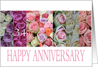34th Wedding Anniversary Card pastel roses card